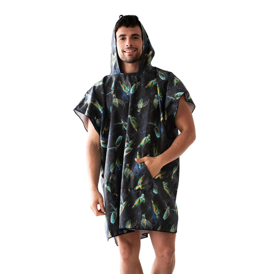 Poncho de playa de microfibra con capucha y bolsillos para adulto – vista 2