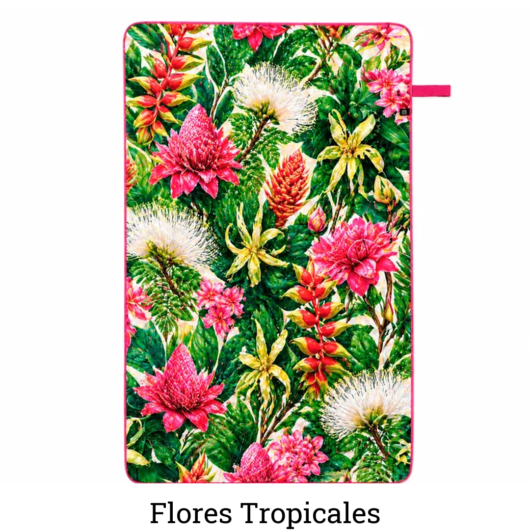 Toalla de microfibra estampada 130 x 80 cm diseño Flores Tropicales