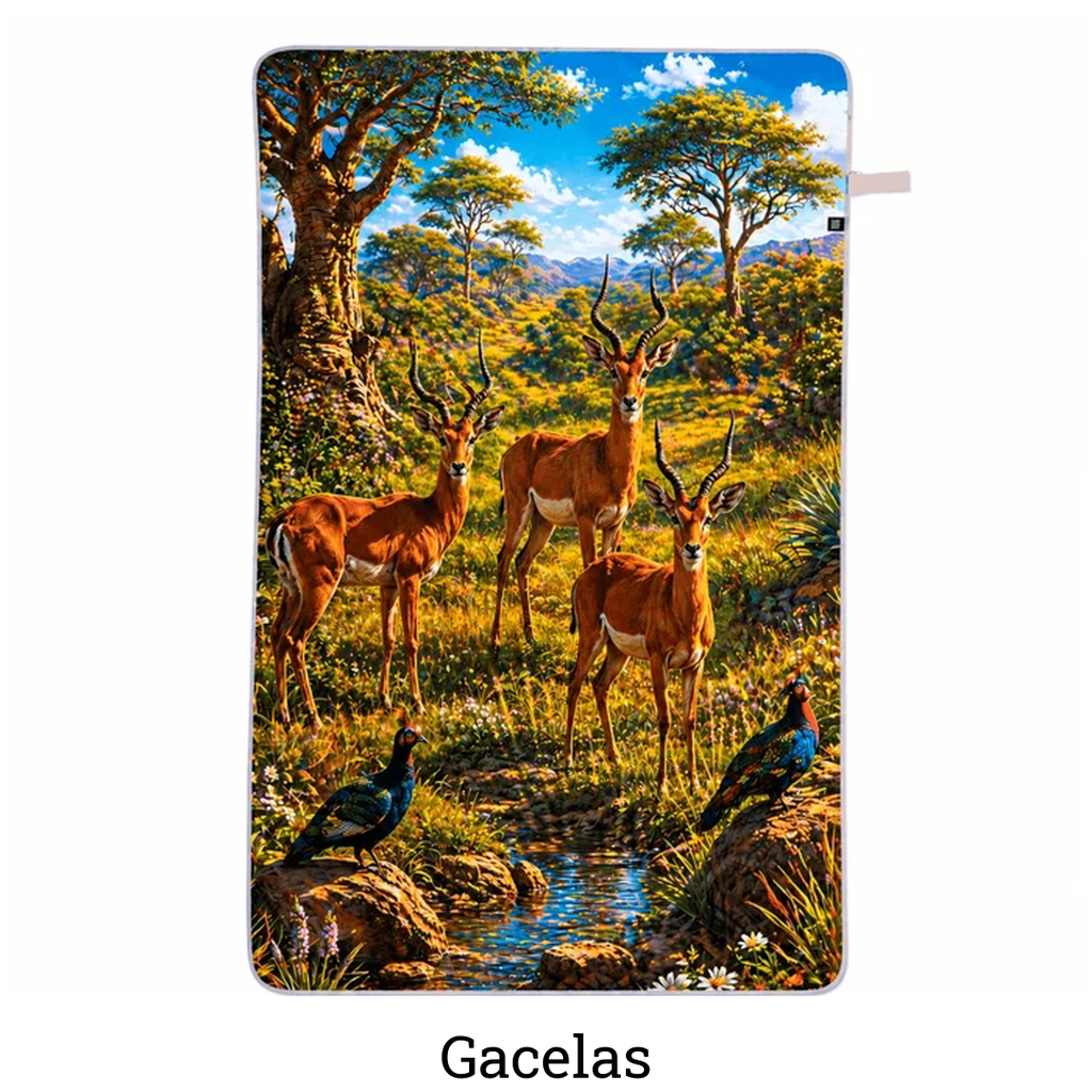 Toalla de microfibra estampada 130 x 80 cm diseño Gacelas