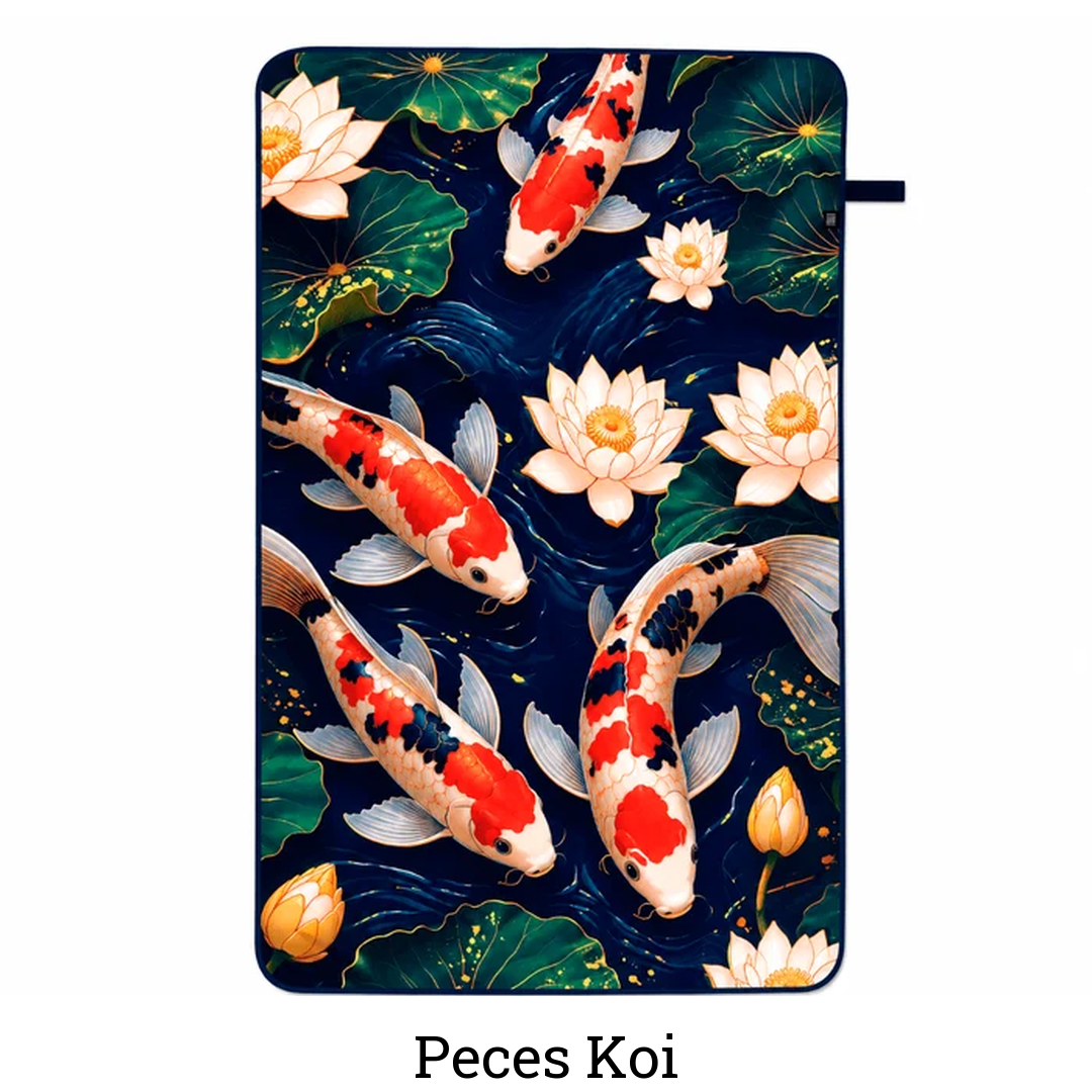 Toalla de microfibra estampada 130 x 80 cm diseño Peces Koi